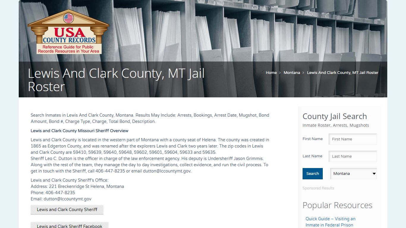 Lewis And Clark County, MT Jail Roster | Name Search